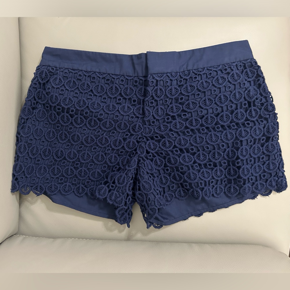 NWOT Club Monaco Lace Diaz Aviator Navy Blue Tailored Shorts Size 0 | size 25